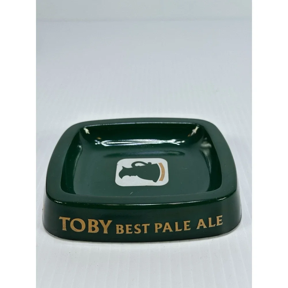 Vintage CHARRINGTON Toby Best Ale‎ Green Glass Heavy Ashtray Barware